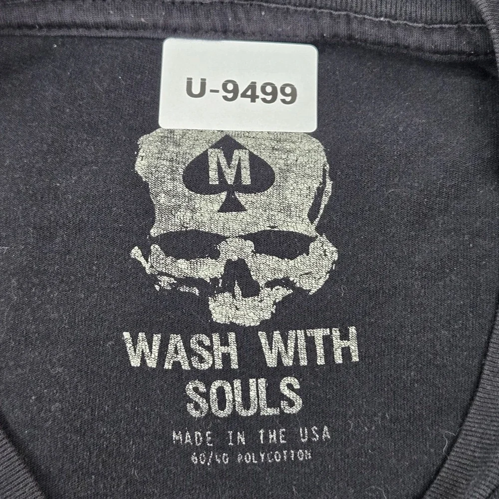 Wash With Souls Men Shirt M Black Graphic Print‎ Skull Crossbones Band Tee